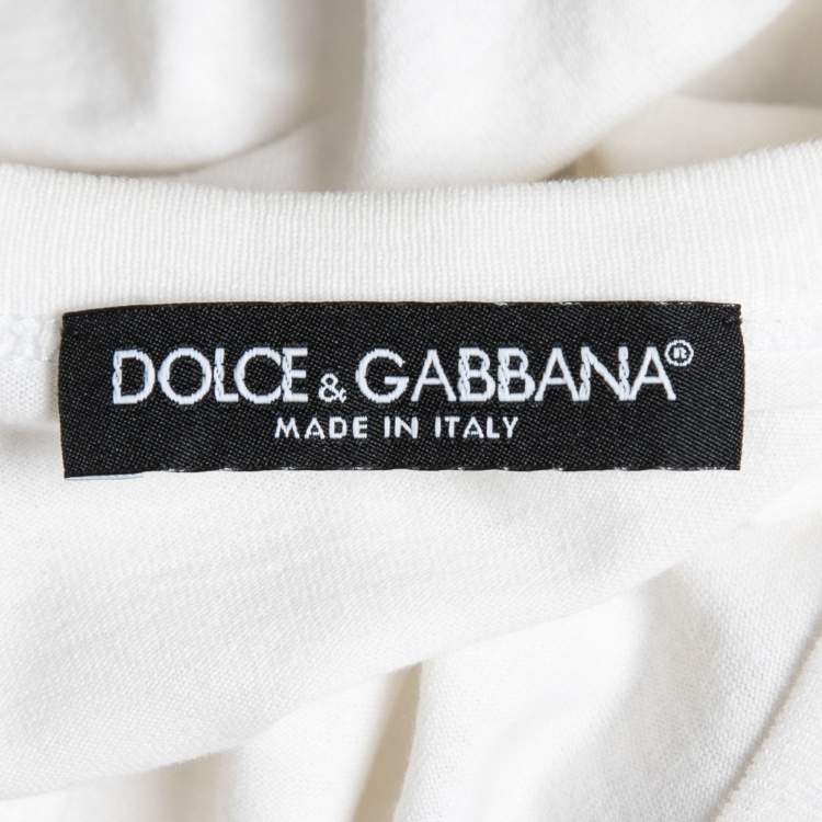 Pre Owned Dolce & Gabbana White Cotton Family Patched T-Shirt XS