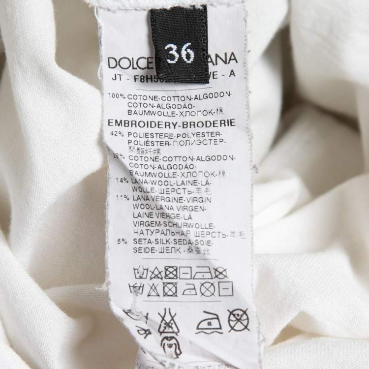 Pre Owned Dolce & Gabbana White Cotton Family Patched T-Shirt XS
