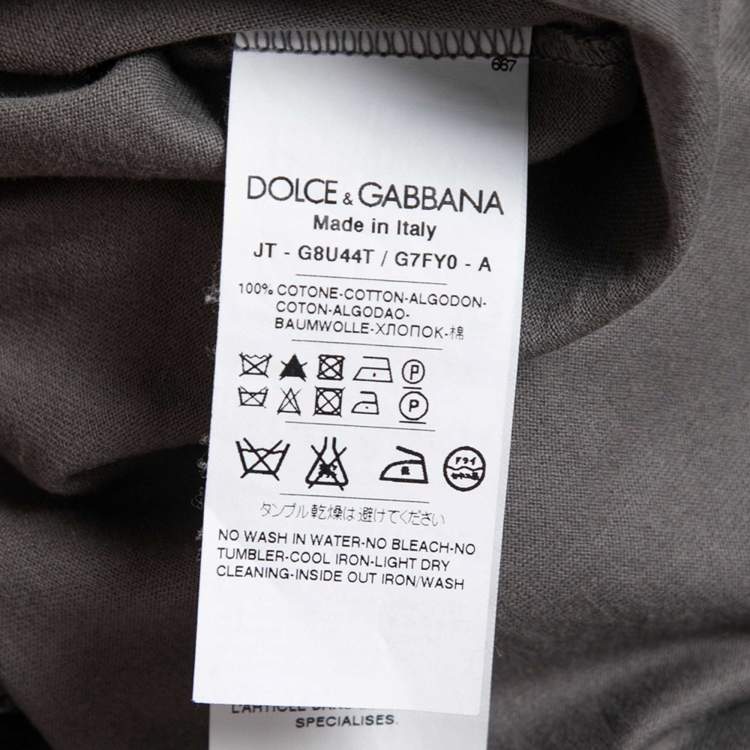Pre Owned Dolce & Gabbana Grey Cotton Marlon Brando Print T-Shirt M