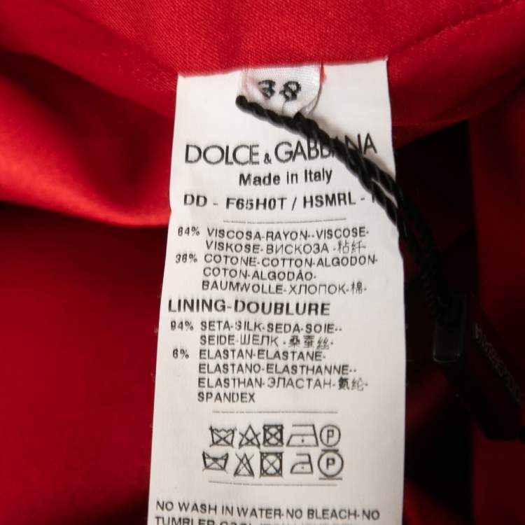 Pre Owned Dolce & Gabbana Red Fish Print Jacquard Sleeveless Shift Dress S