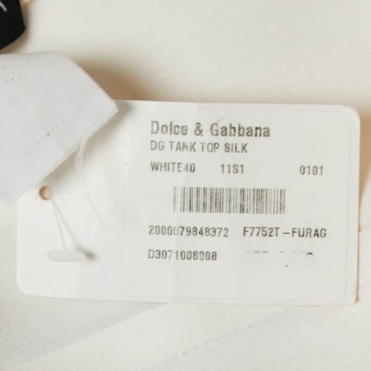 Pre Owned Dolce & Gabbana Cream Silk Satin Flower Detail Tank Top S