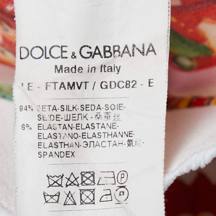 Pre Owned Dolce & Gabbana Multicolor Mambo Print Silk Slim Fit Trousers S