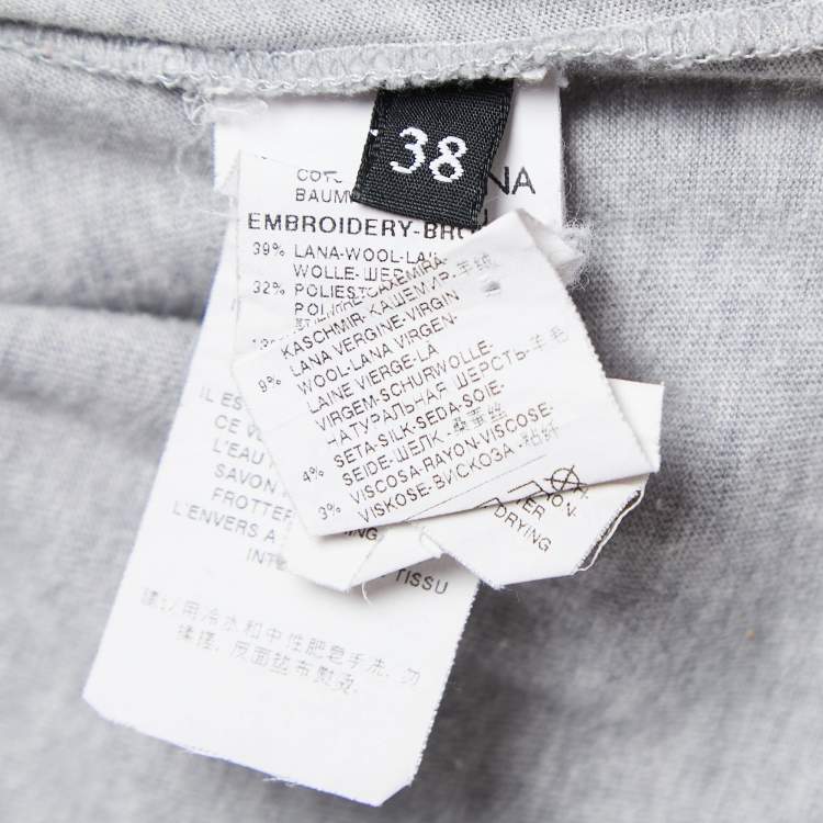 Pre Owned Dolce & Gabbana Grey Cotton DG Family Appliqued T-Shirt S