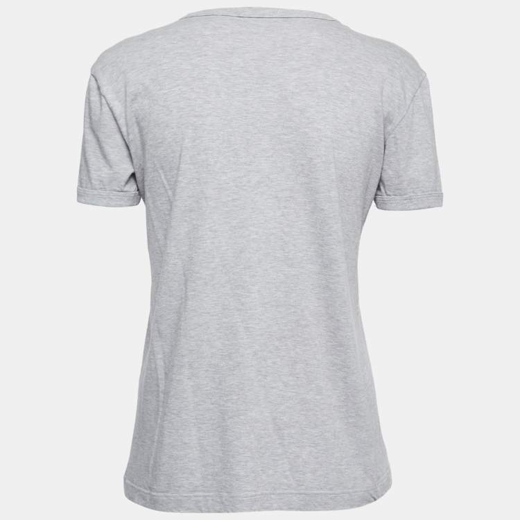 Pre Owned Dolce & Gabbana Grey Cotton DG Family Appliqued T-Shirt S