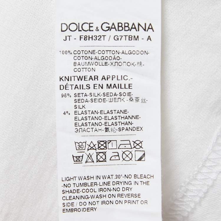 Pre Owned Dolce & Gabbana White Cotton Logo Print T-Shirt XS
