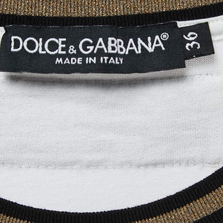 Pre Owned Dolce & Gabbana White Cotton Logo Print T-Shirt XS