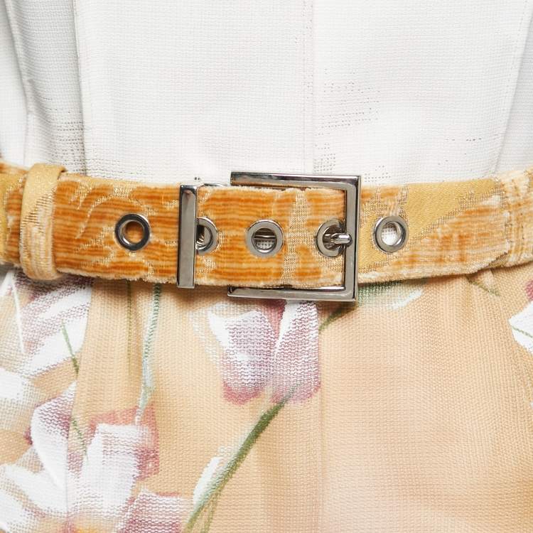Pre Owned Dolce & Gabbana Beige Floral Hand Painted Canvas Limited Edition Midi Dress M