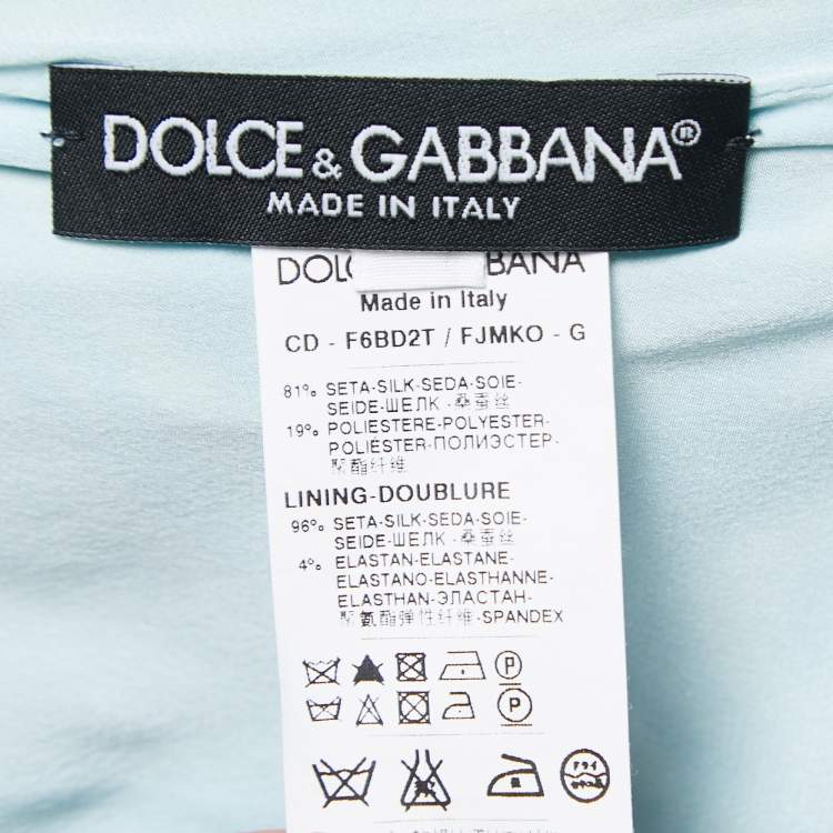 Pre Owned Dolce & Gabbana Blue & Gold Jacquard Silk Sleeveless Dress M