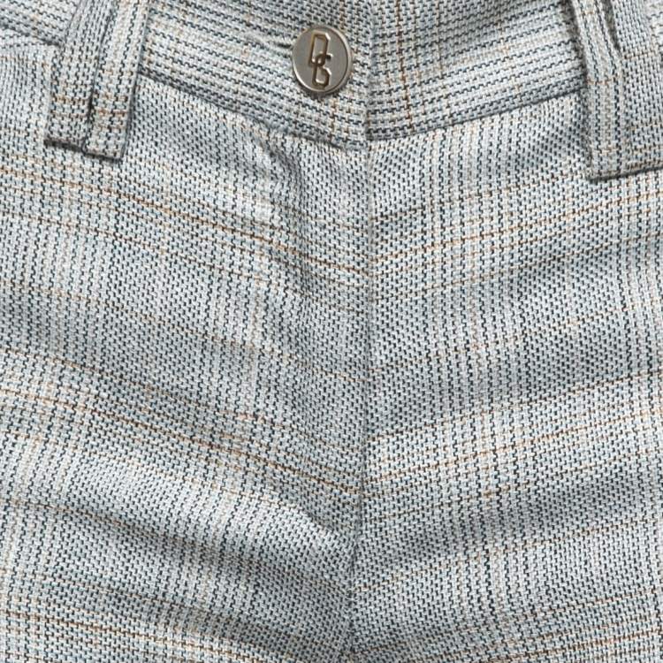 Pre Owned Dolce & Gabbana Blue Textured Linen Blend Trousers S