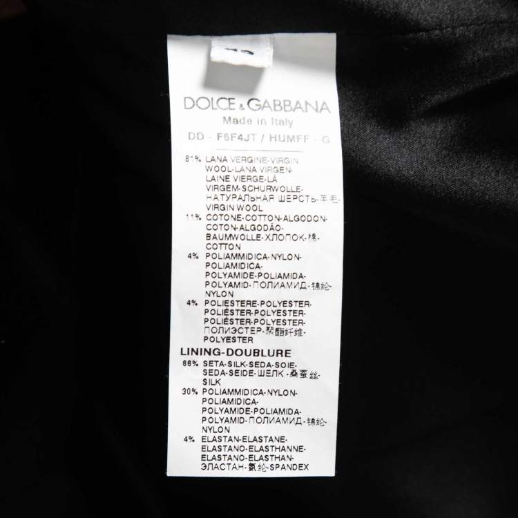 Pre Owned Dolce & Gabbana Black Tweed Fringed Mid-Length Dress M