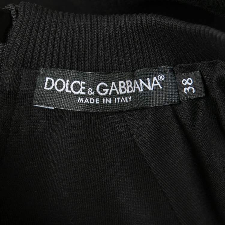 Pre Owned Dolce & Gabbana Black Neoprene Pearl Beaded Corset Cropped Sweatshirt S