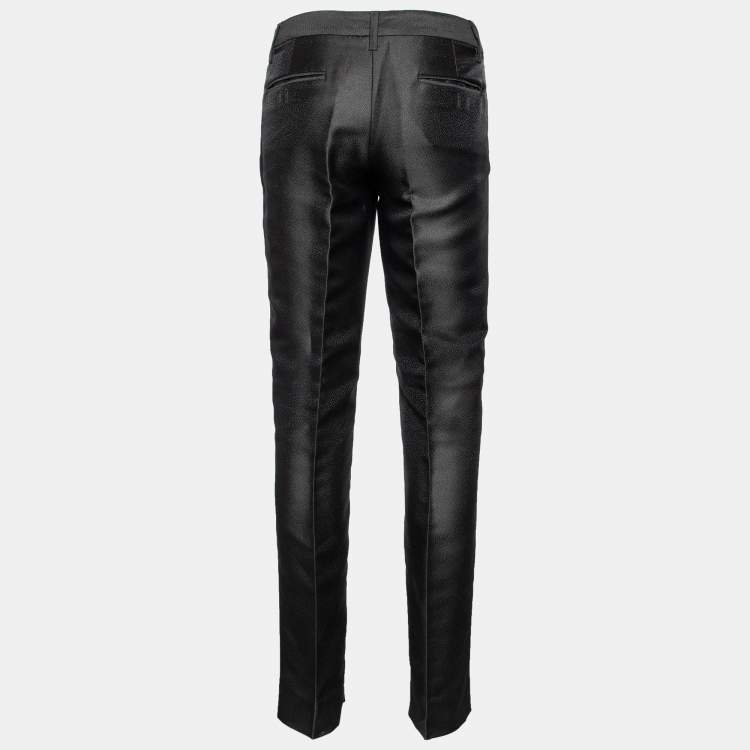 Pre Owned Dolce & Gabbana Black Cotton Blend Tapered Leg Pans M