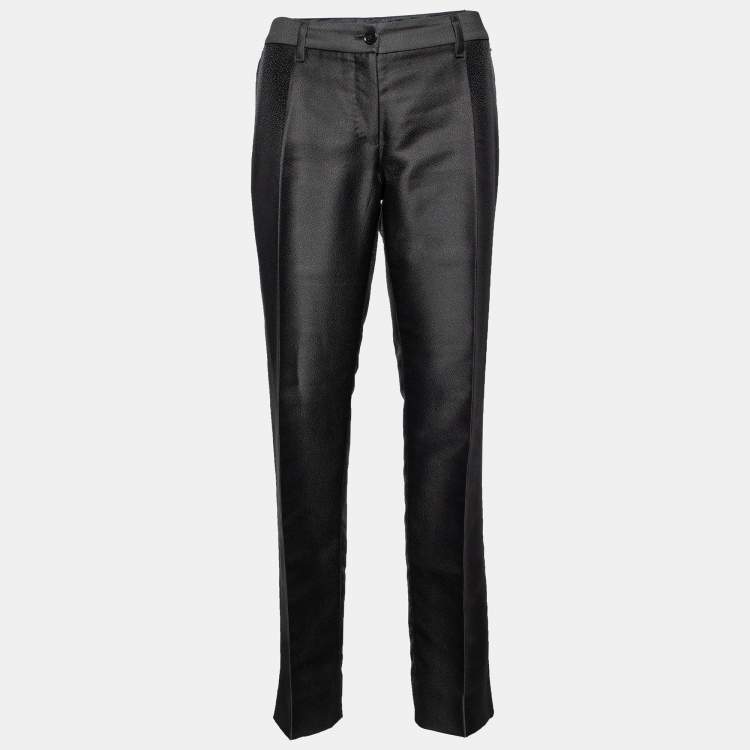 Pre Owned Dolce & Gabbana Black Cotton Blend Tapered Leg Pans M
