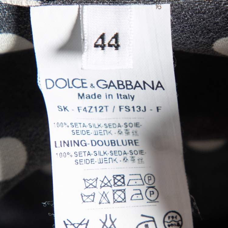 مملوكة مسبقًا Dolce & Gabbana Monochrome Silk Polka Dot Flared Skirt M