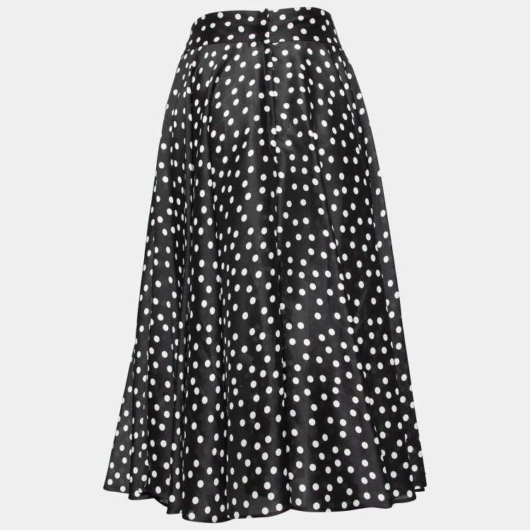مملوكة مسبقًا Dolce & Gabbana Monochrome Silk Polka Dot Flared Skirt M