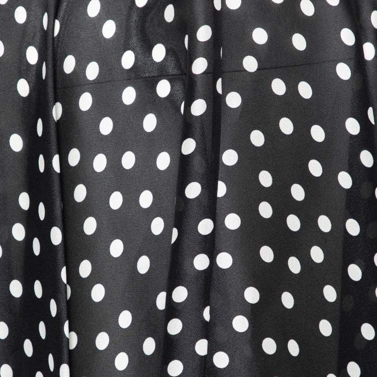 مملوكة مسبقًا Dolce & Gabbana Monochrome Silk Polka Dot Flared Skirt M