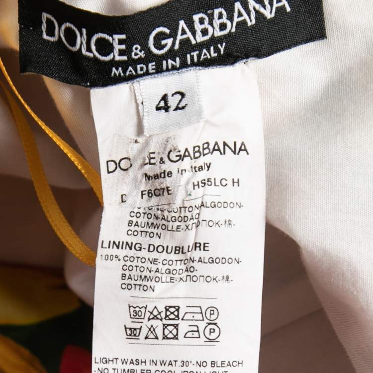 Pre Owned Dolce & Gabbana Multicolor Floral Print Cotton Flared Midi Dress M