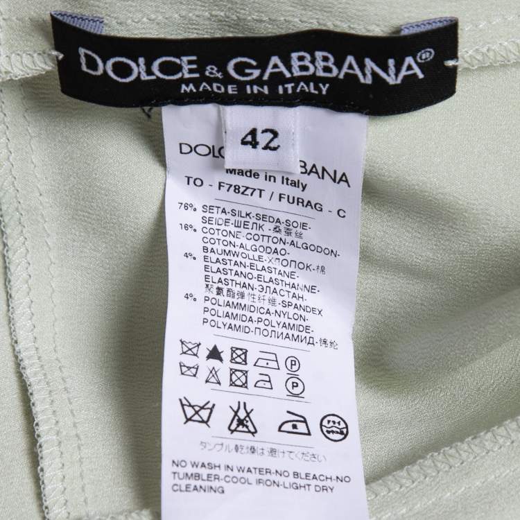 Pre Owned Dolce & Gabbana Green Silk Lace Trimmed Camisole Top M
