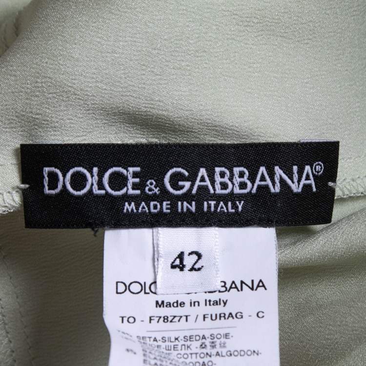 Pre Owned Dolce & Gabbana Green Silk Lace Trimmed Camisole Top M