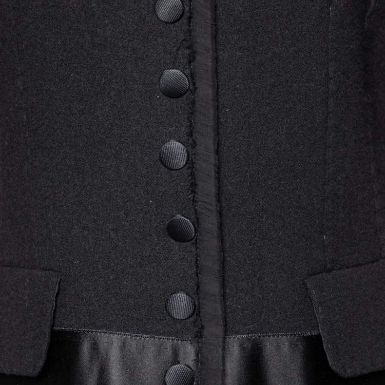 Pre Owned Dolce & Gabbana Black Wool & Silk Button Front Jacket M