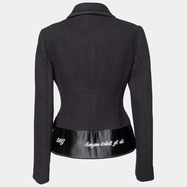 Pre Owned Dolce & Gabbana Black Wool & Silk Button Front Jacket M
