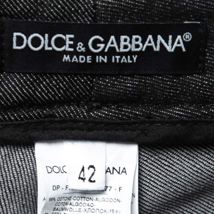 Pre Owned Dolce & Gabbana Black Denim Satin Stripe Detail Jeans M Waist 27"