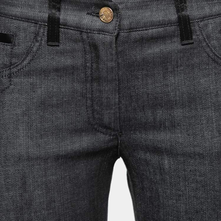 Pre Owned Dolce & Gabbana Black Denim Satin Stripe Detail Jeans M Waist 27"