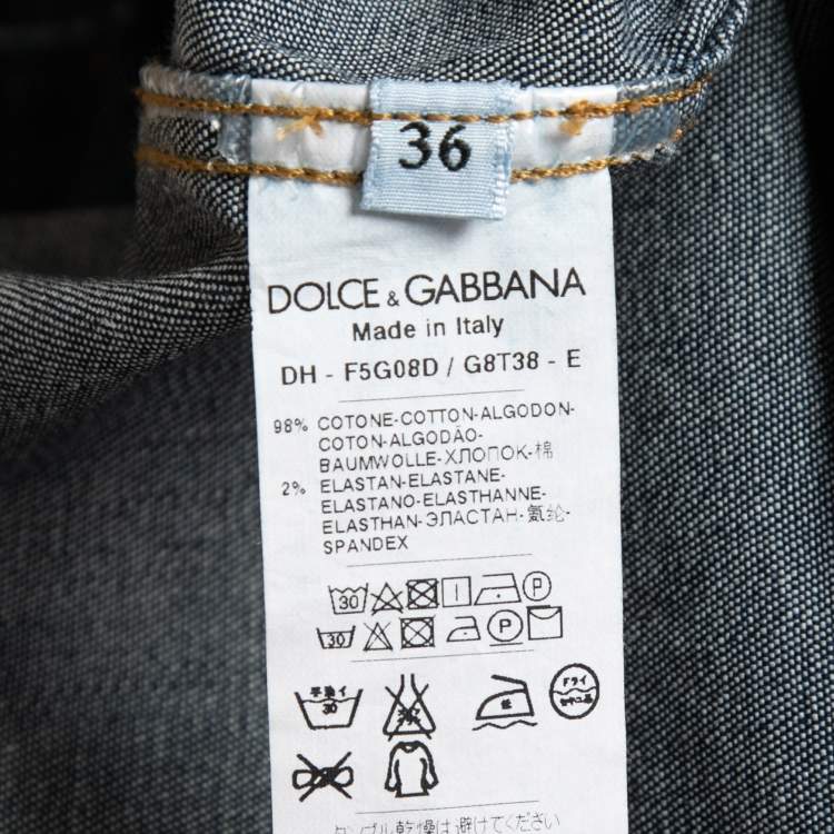 Pre Owned Dolce & Gabbana Blue Denim Western Shirt XS