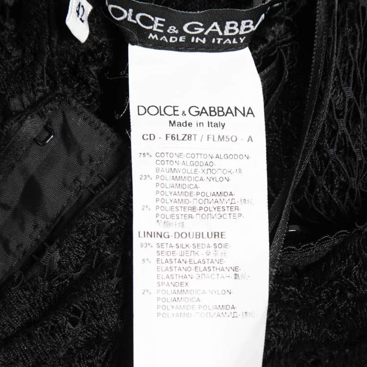 Pre Owned Dolce & Gabbana Black Floral Lace Overlay Tiered Gown M