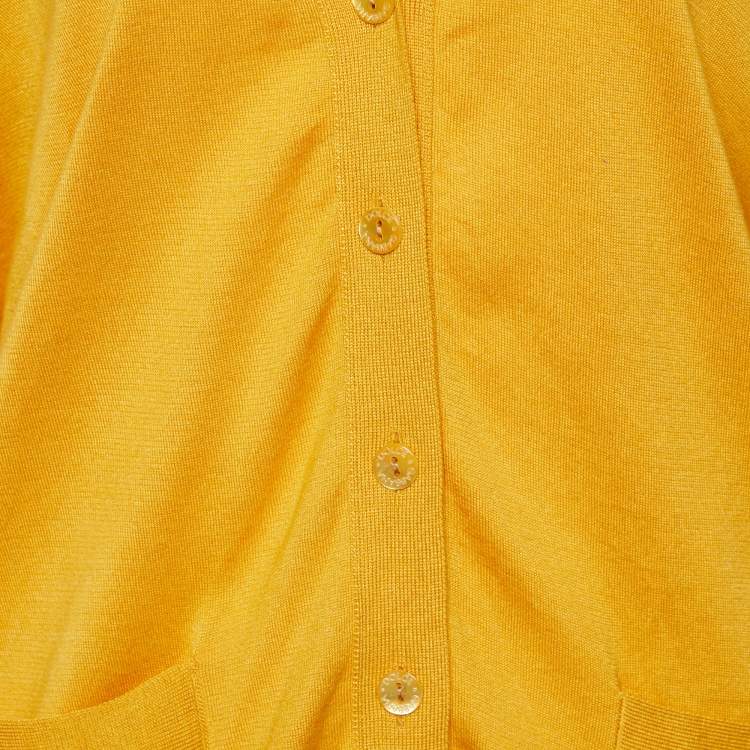 Pre Owned Dolce & Gabbana Yellow Cotton Knit Button Front Cardigan S