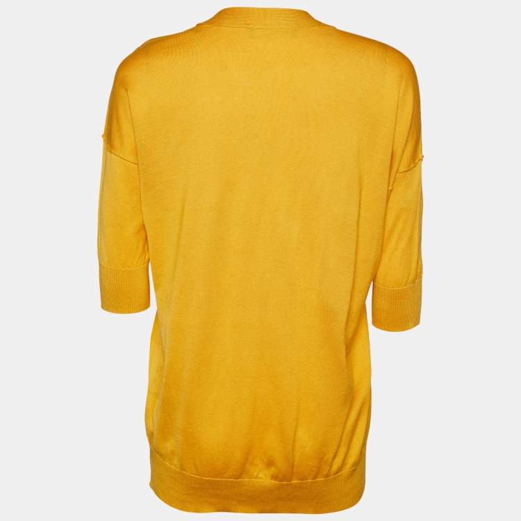 Pre Owned Dolce & Gabbana Yellow Cotton Knit Button Front Cardigan S