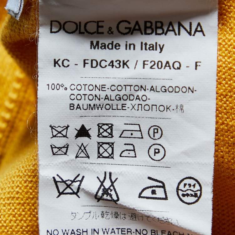 Pre Owned Dolce & Gabbana Yellow Cotton Knit Button Front Cardigan S