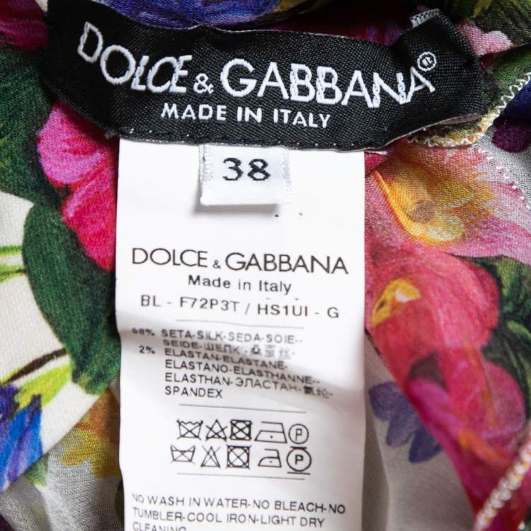 مملوكة مسبقًا Dolce & Gabbana Multicolor Floral Printed Silk Chiffon Ruffled Top S