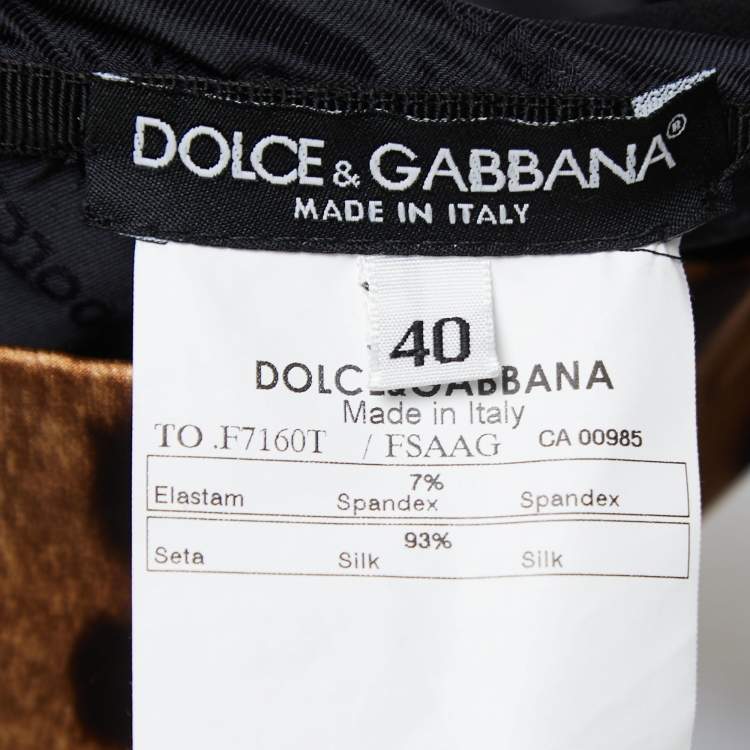 Pre Owned Dolce & Gabbana Brown Leopard Print Satin Silk Corset Top S