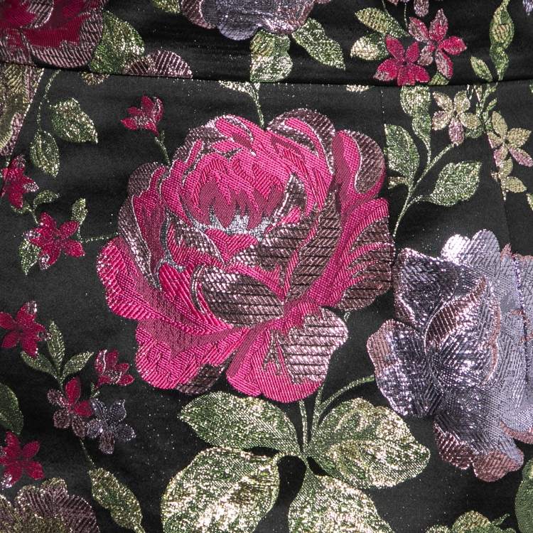 Pre Owned Dolce & Gabbana Black Floral Jacquard Bolero Jacket & Skirt Set S