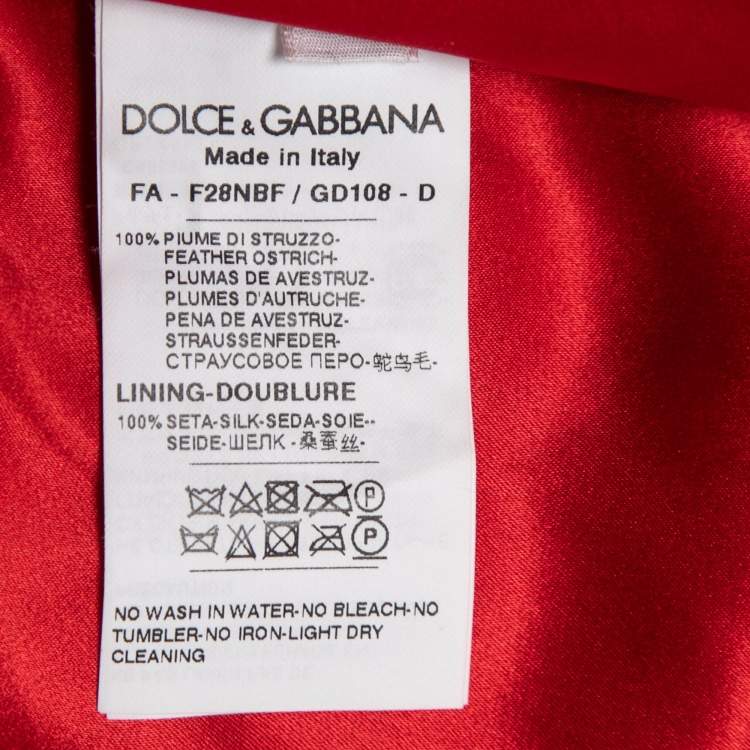 Pre Owned Dolce & Gabbana Red Ostrich Feather Cropped Bolero Jacket XS