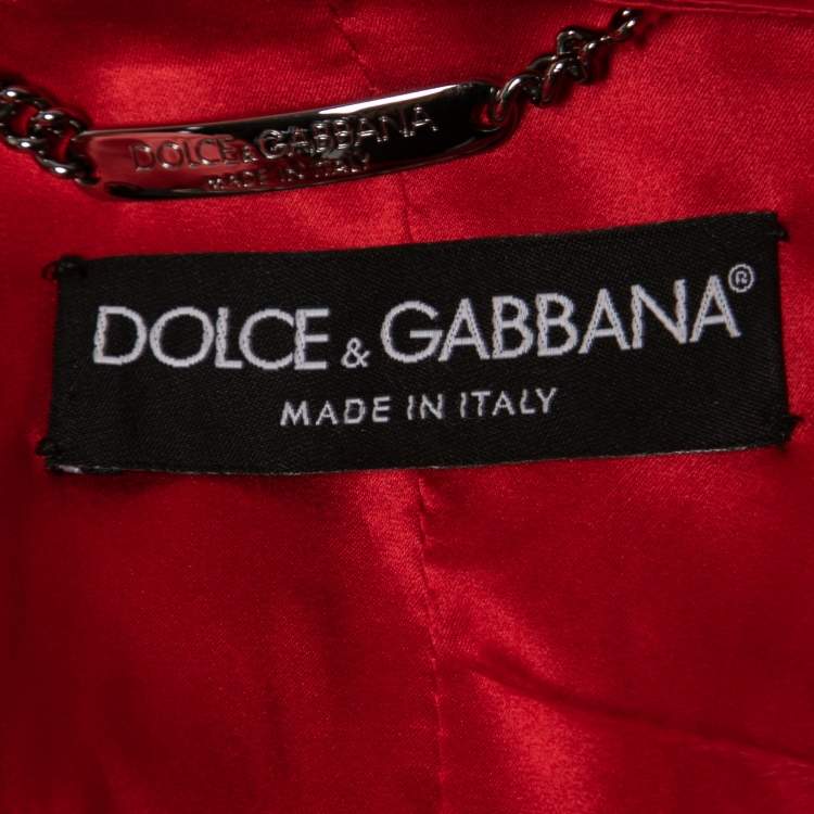 Pre Owned Dolce & Gabbana Red Ostrich Feather Cropped Bolero Jacket XS