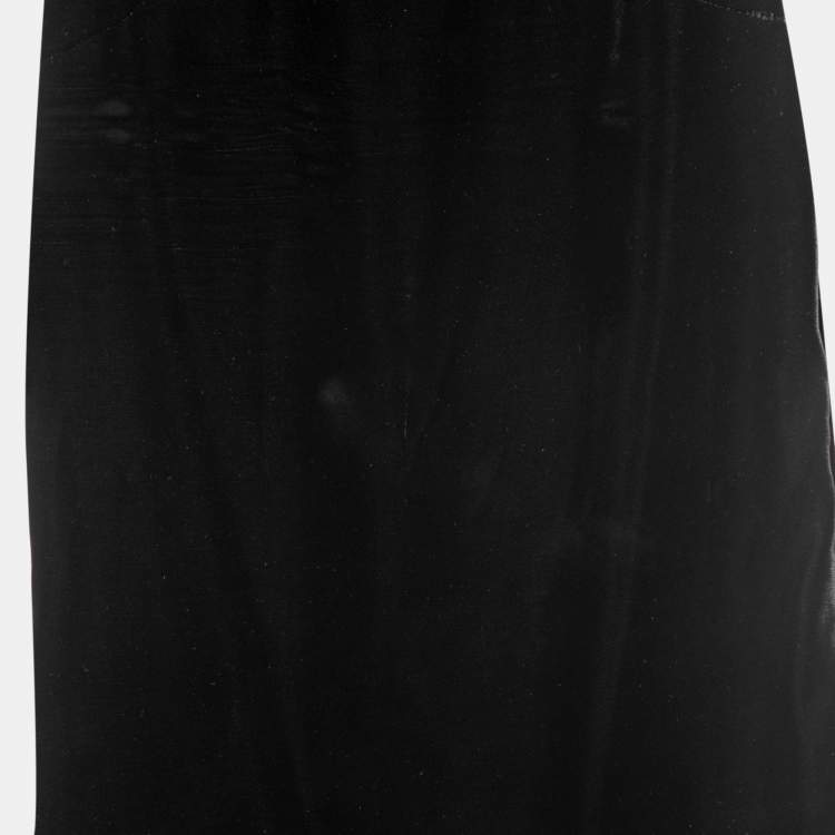 Pre Owned Dolce & Gabbana Black Velvet Corset Detail Strapless Asymmetrical Long Dress S