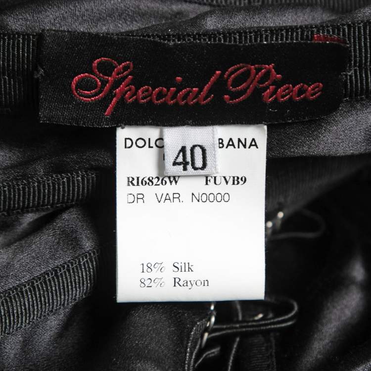 Pre Owned Dolce & Gabbana Black Velvet Corset Detail Strapless Asymmetrical Long Dress S