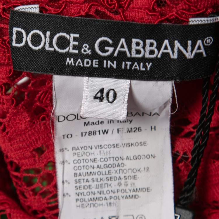 Pre Owned Dolce & Gabbana Red Floral Lace Tank Top  S