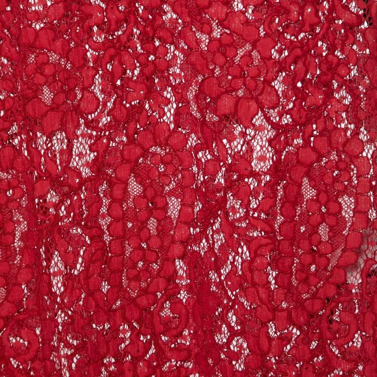 Pre Owned Dolce & Gabbana Red Floral Lace Tank Top  S