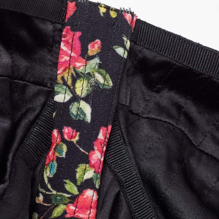 Pre Owned Dolce & Gabbana Black Floral Printed Crepe Corset Top S