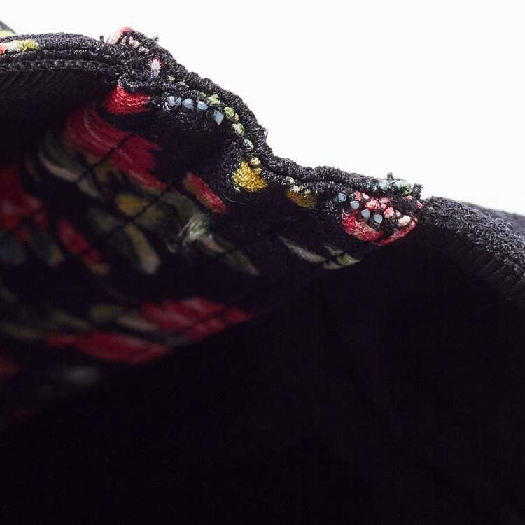 Pre Owned Dolce & Gabbana Black Floral Printed Crepe Corset Top S