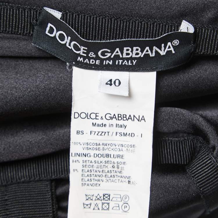 Pre Owned Dolce & Gabbana Black Floral Printed Crepe Corset Top S