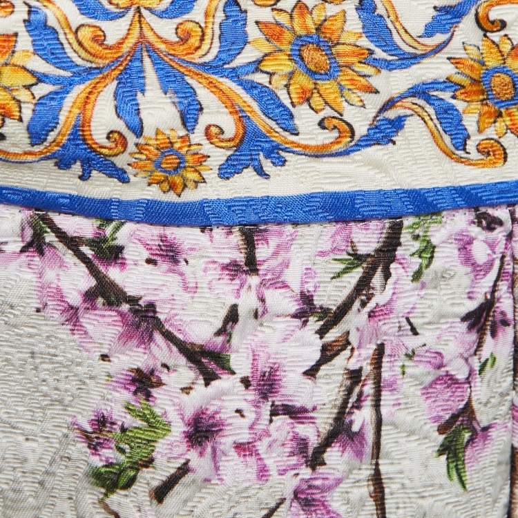 Pre Owned Dolce & Gabbana Multicolor Printed Jacquard Midi Skirt M