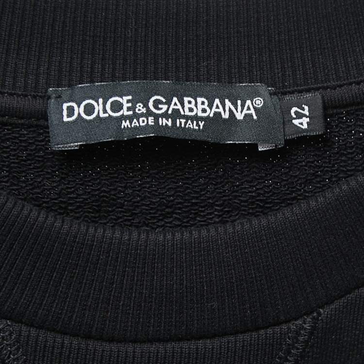Pre Owned Dolce & Gabbana Black P Princess Appliqued Cotton Sweatshirt M