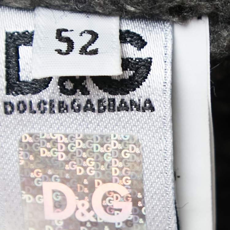 Pre Owned Dolce & Gabbana Grey Leather and Knit Zip Front Hooded Jacket  XL