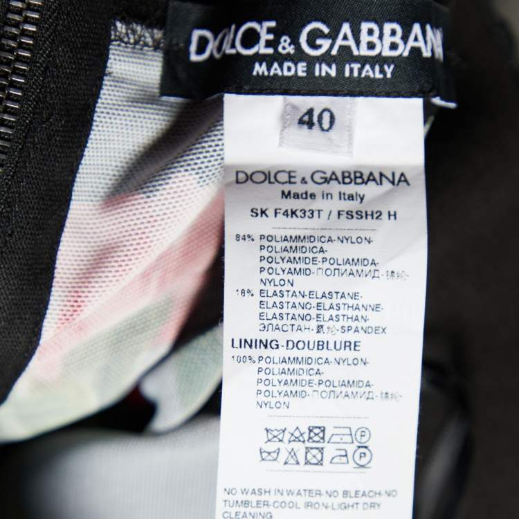 Pre Owned Dolce & Gabbana Black Floral Printed Mesh High Waist Midi Skirt S