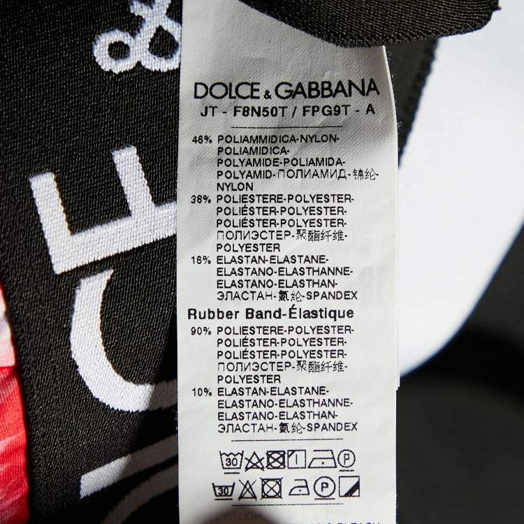 مملوكة مسبقًا Dolce & Gabbana Black Floral Printed Jersey Logo band Detail Crop Top M