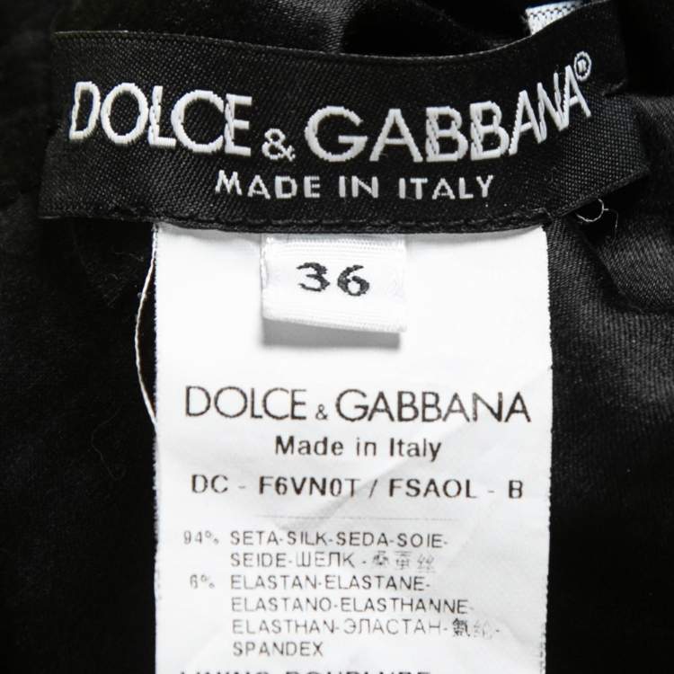 Pre Owned Dolce & Gabbana Black Lemon Printed Silk Ruched Maxi Dress XS